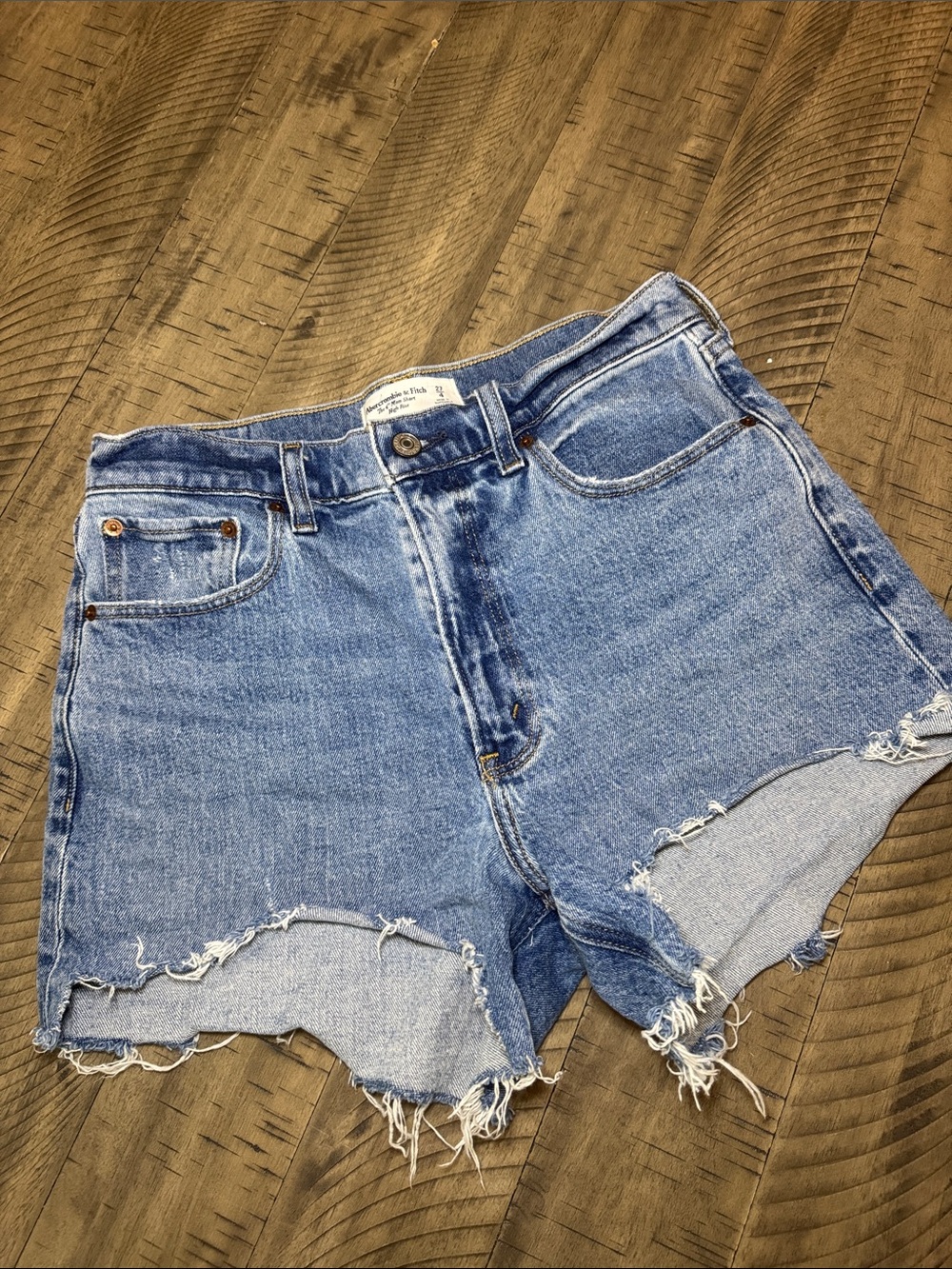 Abercrombie & Fitch Light Blue Distressed Denim Shorts